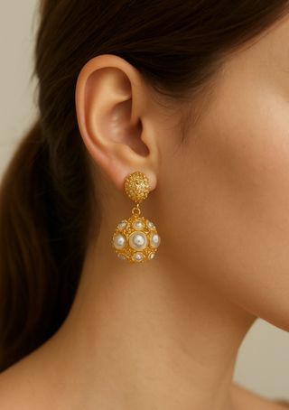 Pendientes Vintage Chapado Oro Perlas