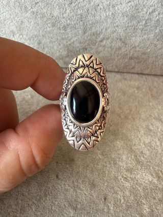 Anillo Plata 925 con Piedra Negra