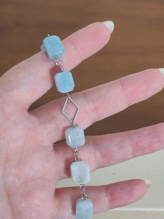 Bracciale in acciaio e pietra azzurra