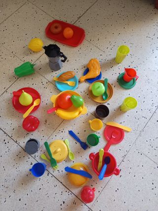 Juego de cocina y alimentos de plástico
