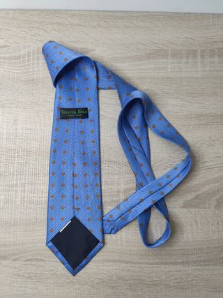 Corbata Valeria Bold de seda azul con puntos