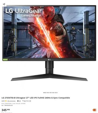 LG UltraGear 27GN750-B Monitor Gaming 27 pulgadas