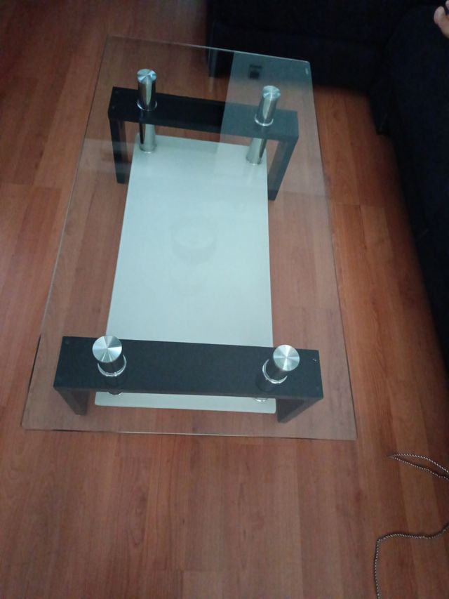 Mesa de centro cristal blanco y negro