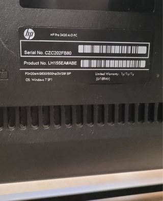 HP PRO 3420 All In One PC Negro