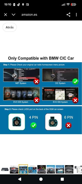 Interfaz CarPlay/Android Auto BMW CIC