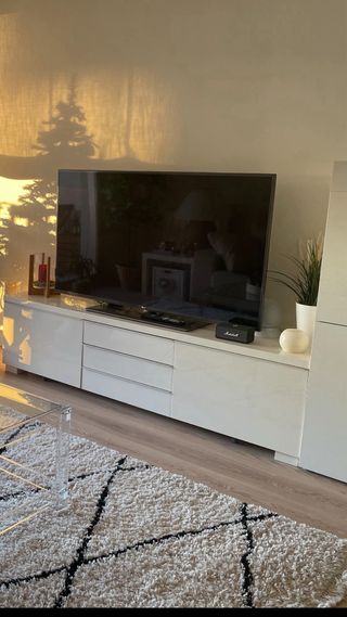 Mueble TV Ikea BESTA BÜRS  alto Brillo Blanco