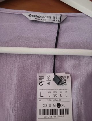 Camisa fruncida manga larga morada