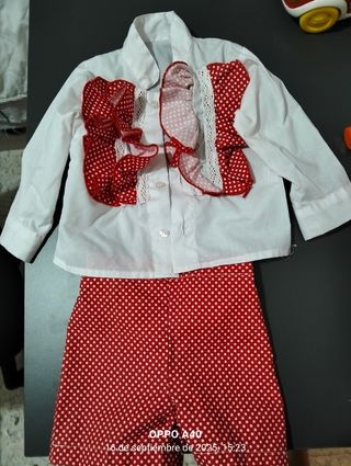 Traje Gitano Bebé Blanco y Rojo