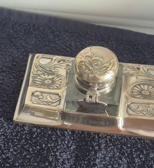 Calamaio Liberty in ottone argentato e vetro