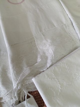 Lote Fundas Almohada Antiguas Bordadas