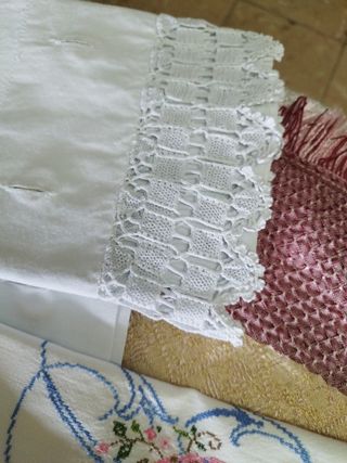 Lote Fundas Almohada Antiguas Bordadas