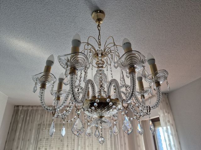 Lámpara araña cristal dorada