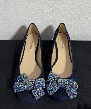 Bailarinas de piel con cristales y lazo