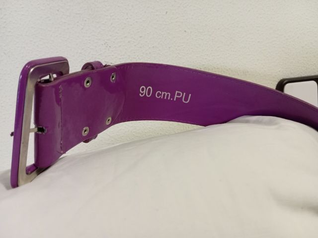 Cinturón Charol Morado Ancho Hebilla Cuadrada