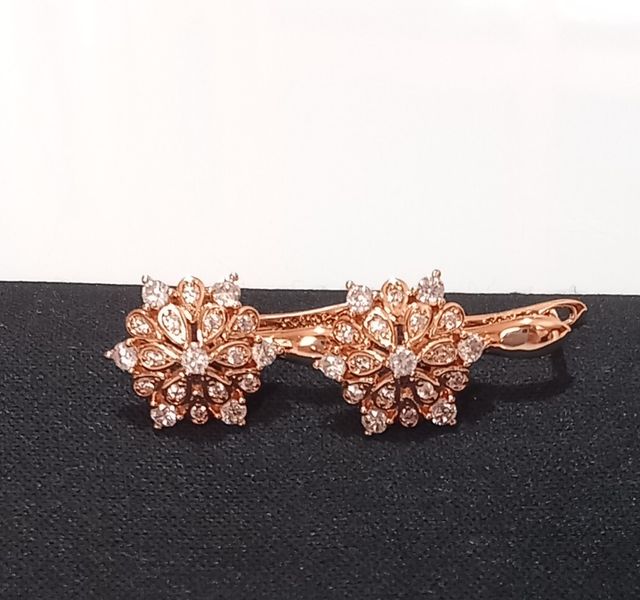 Pendientes Oro 585 RG Flor Circonitas