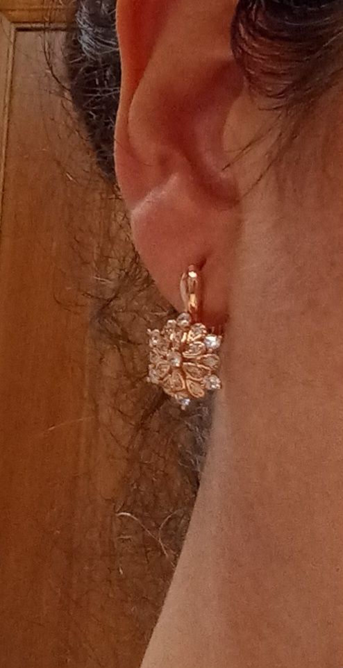 Pendientes Oro 585 RG Flor Circonitas