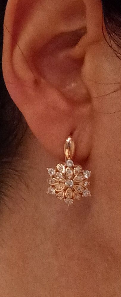 Pendientes Oro 585 RG Flor Circonitas