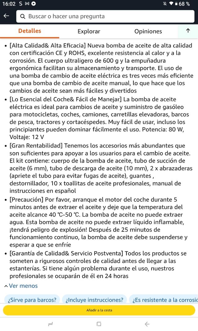 Bomba de extracción para coche