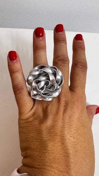 Anillo artesanal rosa aluminio