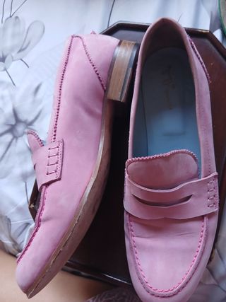 Mocasines piel italianos rosa