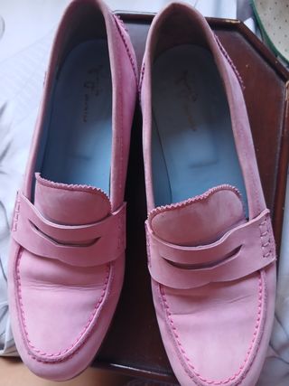 Mocasines piel italianos rosa