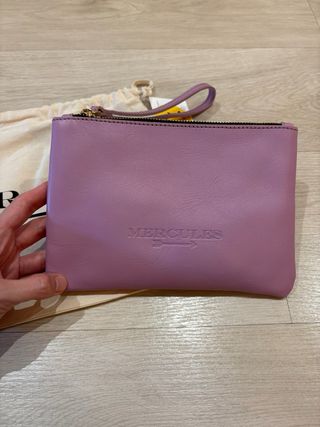 MERCULES cartera de mano piel lavanda sin estrenar