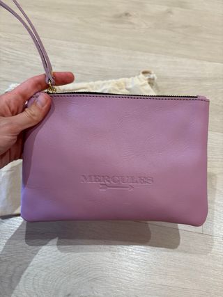 MERCULES cartera de mano piel lavanda sin estrenar