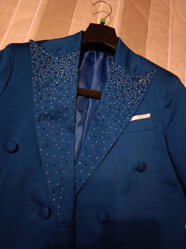 Abito uomo blu(elettrico)con strass