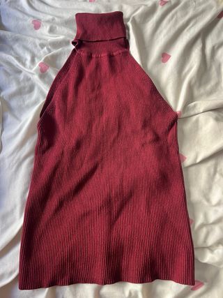Blusa Zara Roja Cuello Alto Sin Mangas