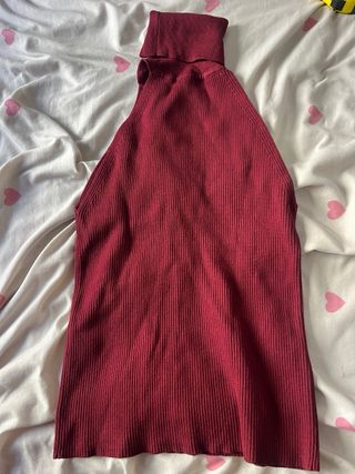 Blusa Zara Roja Cuello Alto Sin Mangas