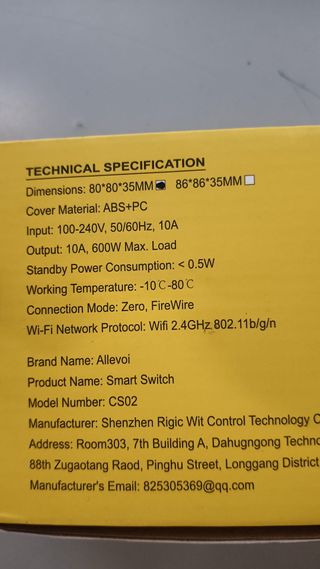2 PEZZI Allevoi Interruttore Tapparelle WLAN DB039