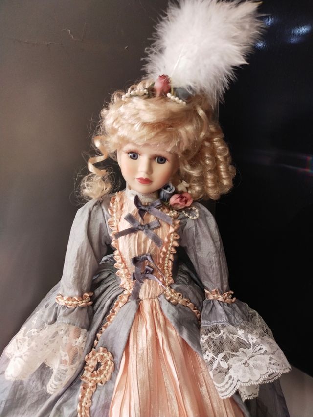 Muñeca de porcelana vintage 45 cm