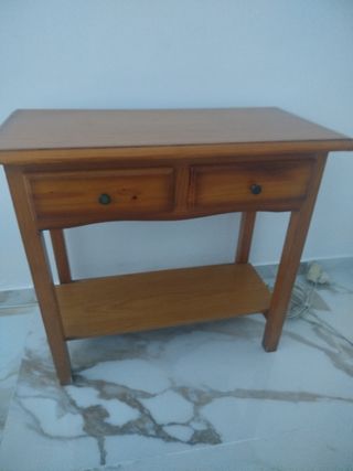 Mesa auxiliar de madera con 2 cajones
