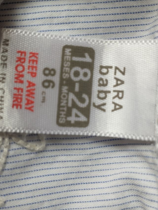 Camicia ricamata a righe Zara 18-24 mesi