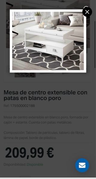 Mesa de centro extensible blanca