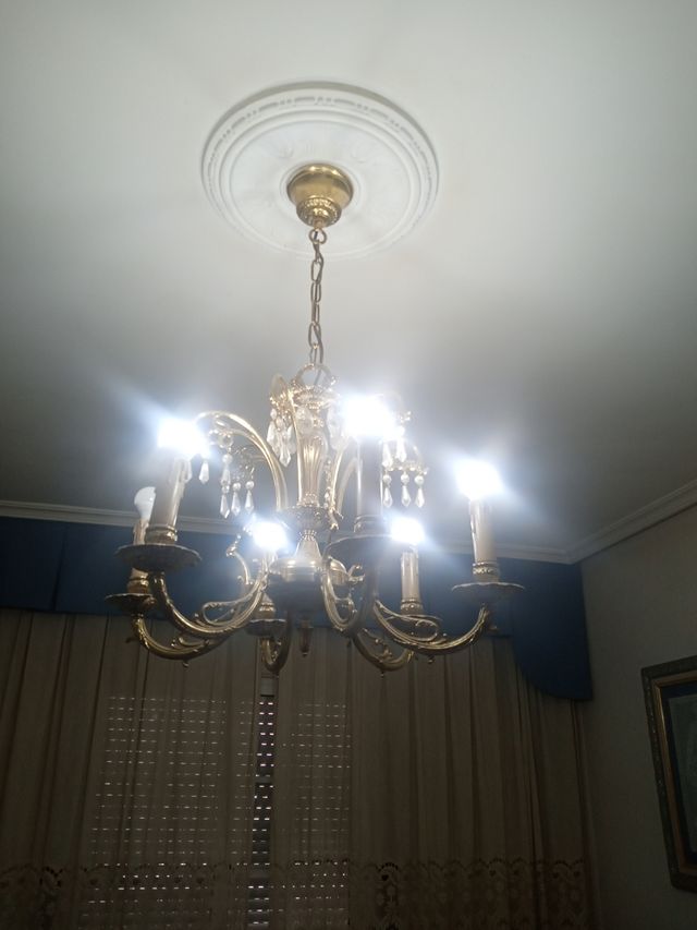 Lámpara de bronce de techo  con cristales