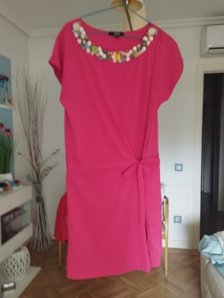 Vestido Niza fucsia con pedrería