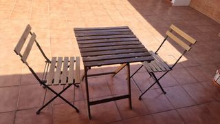 Mesa y 2 Sillas Plegables Terraza