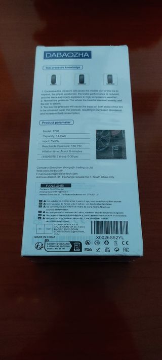 Inflador Neumáticos Portátil Batería