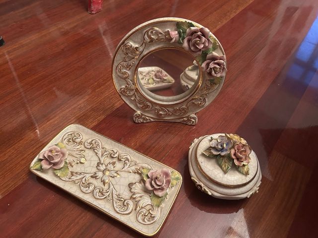 Juego accesorios Dormitorio: Joyero,Espejo y Plato