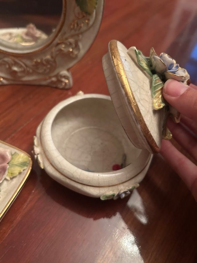 Juego accesorios Dormitorio: Joyero,Espejo y Plato