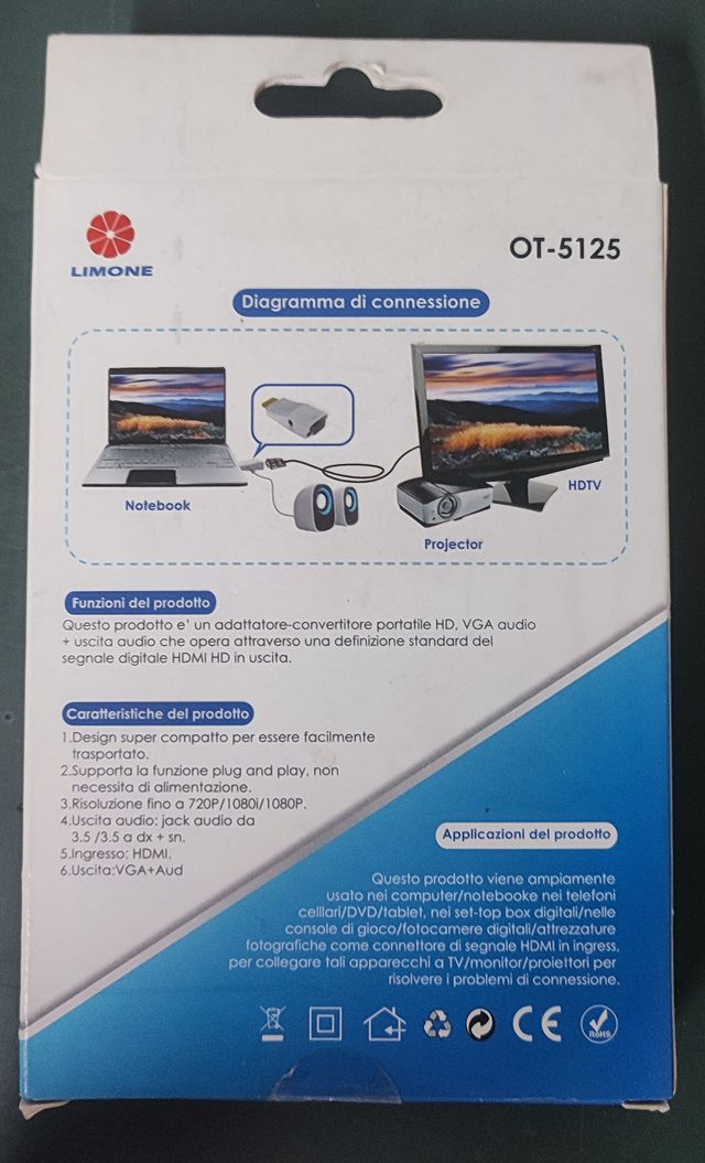 Adattatore OT-5125 HDMI to Mini VGA