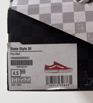 Zapatillas Vans Skate Style Pop Rojas Talla 36