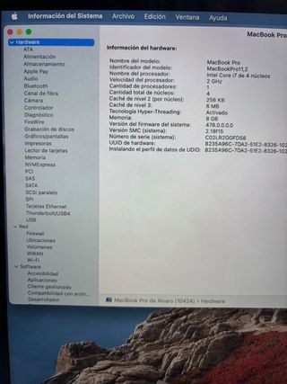 MacBook Pro Retina 15,6 Plata