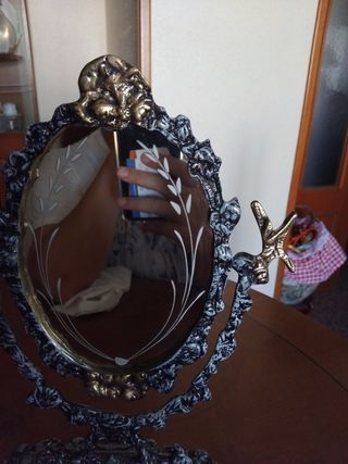 Espejo de tocador bronce y dorado