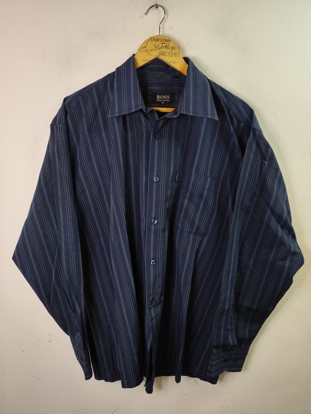 Camisa Hugo Boss Azul Rayas Talla XL