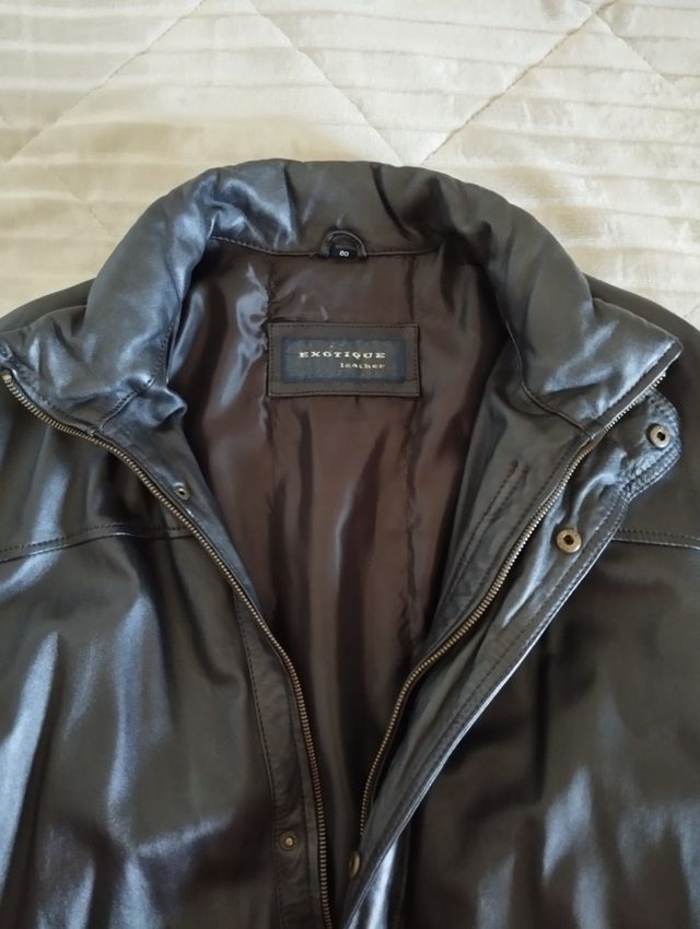 Abrigo de Piel Hombre Exotique Negro Talla 60