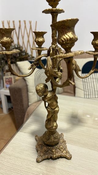 Candelabro Bronce Antiguo 5 Brazos 43cm