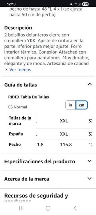 Chaqueta de piel para moto Talla XXL
