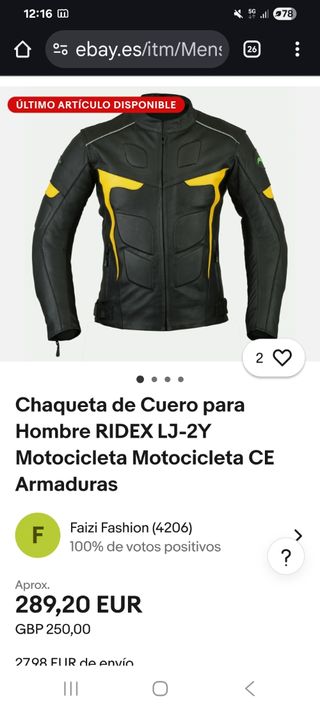 Chaqueta de piel para moto Talla XXL